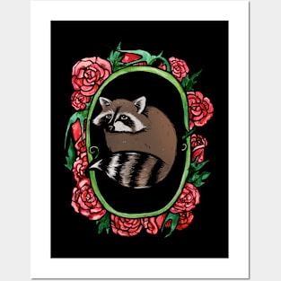 Raccoon Roses Posters and Art